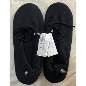 Gap Womens 5/6 XS-Sm Black Drawstring Adjustable Slipper House Shoes NWT! A6497